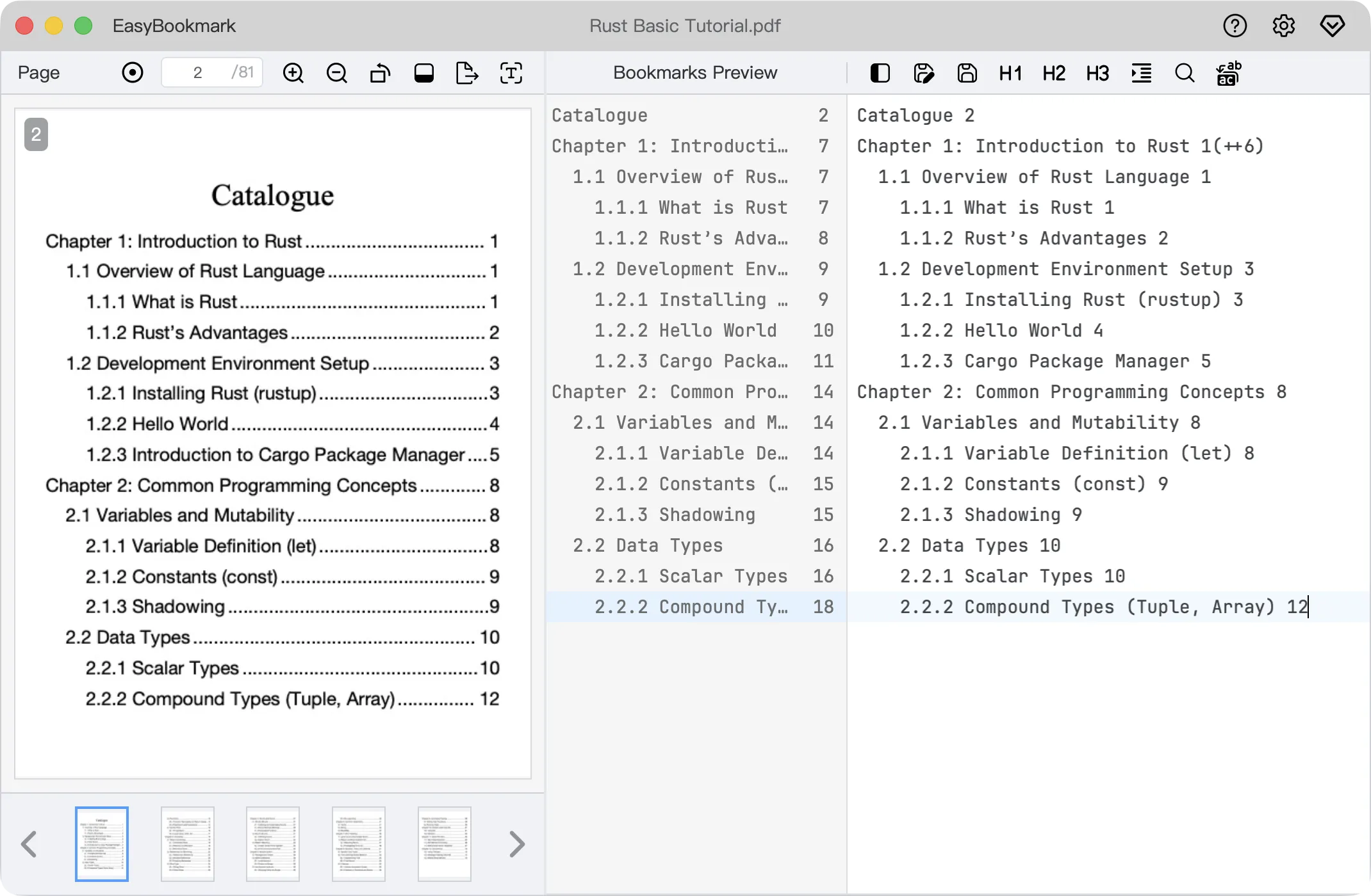 EasyBookmark UI Preview